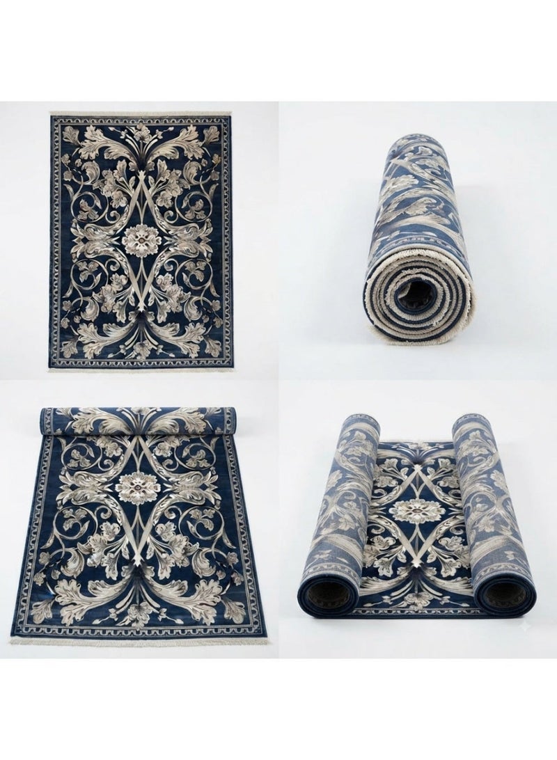 SMART HOME Large padded floor mat with a soft velvet surface and non-slip backing - Living room rug - Majlis rug - Lounge rug - Luxurious decorative rug - Elegant rug with modern patterns for living rooms and majlis - Size 300x200 cm - Suitable for everyday use and entertaining - Image 3
