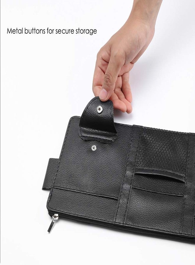 Pormasbenzer Leather Car Sun Visor Organizer with Net & Zipper, Ultra Light, Ultra Thin Design, Auto Interior Accessories Storage Pocket Pouch Car Truck Sun Visor Case Bag - Image 4