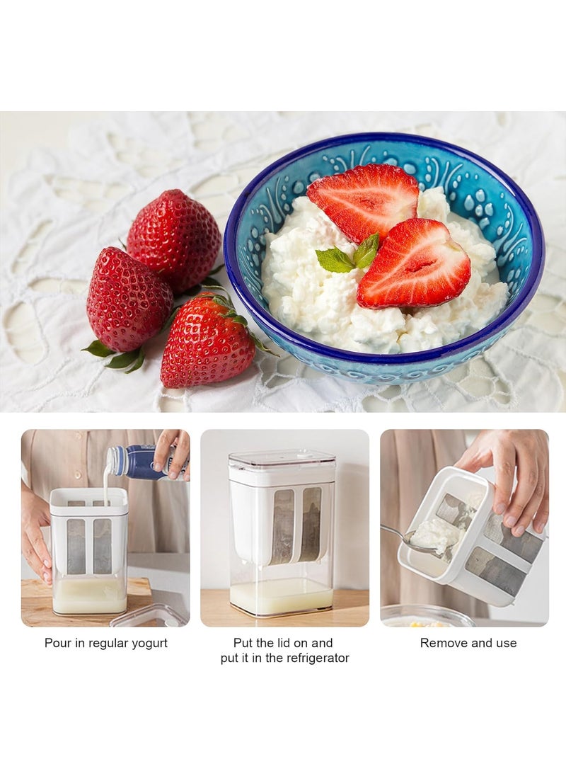 Navaliya - Navaliya Yogurt Strainer 1100ml Multi Yoghurt Maker Strainer with Fine Mesh Bag Lid for Thick Greek Yogurt Soybean Milk Kefir Berries Soup Fruit Juice Coffee - Image 1