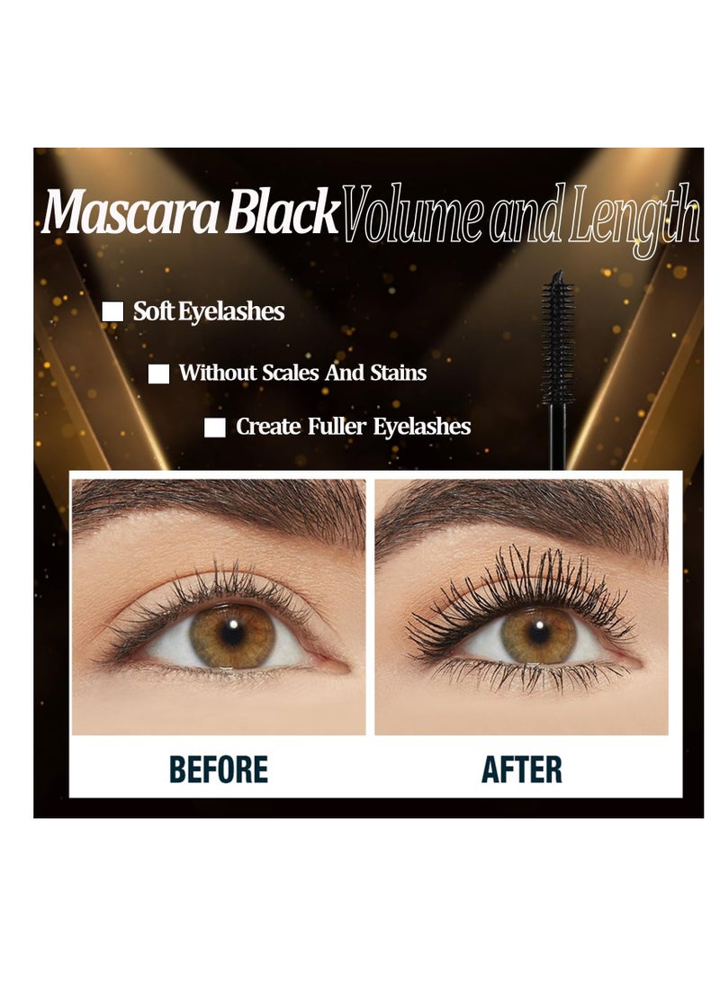 Excefore Black Curly Mascara, Waterproof Mascara, Black Mascara Long Lasting Thick Not Smudge, Fiber Mascara, Curly Mascara, Eye Makeup, Easy to color, Mascara Black, Black - Image 3
