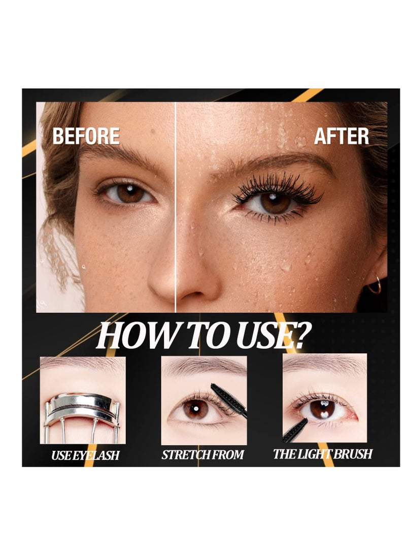 Excefore Black Curly Mascara, Waterproof Mascara, Black Mascara Long Lasting Thick Not Smudge, Fiber Mascara, Curly Mascara, Eye Makeup, Easy to color, Mascara Black, Black - Image 5