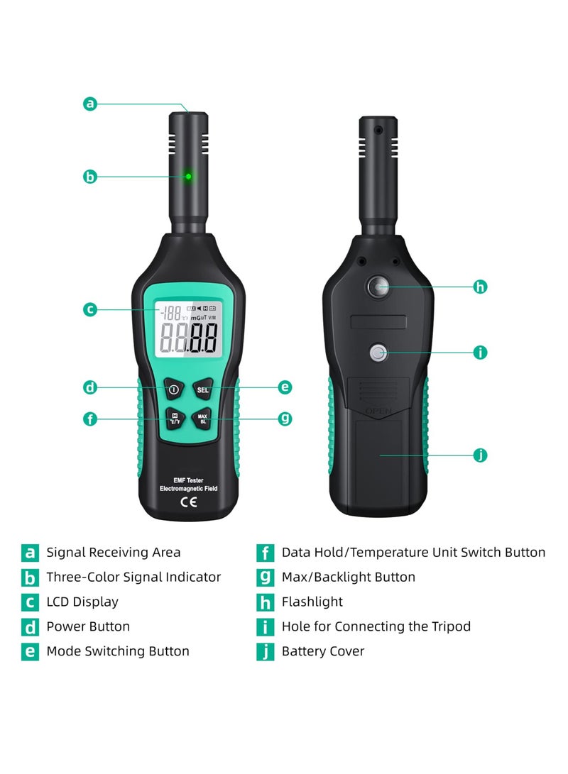 Digital EMF Meter with LCD Display, Electromagnetic Radiation Detector for Home, Office and Outdoor Use, Ideal for Ghost Hunting and Safety Monitoring - Image 2