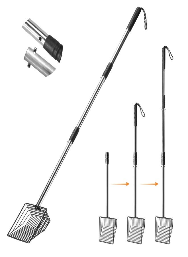 PETOCAT Cat Litter Scoop 43 inch Metal Litter Scooper with Stainless Steel Long Handle, Upgraded Large Kitty Box Scooper Heavy Duty Deep Shovel for Fast Sifting, Dog Waste Scooops for Outside Pet Poop - Image 1