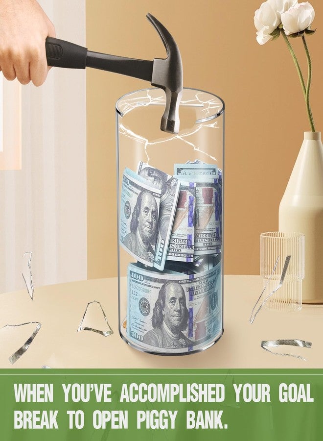 Thingrific Clear Piggy Bank for Adults/Kids, Acrylic Unopenable Money Box for Cash Coin Saving, Must Break to Open, Money Saving Jar for Adults Boys Girls, Size 8" H x 5" Diameter - Image 4