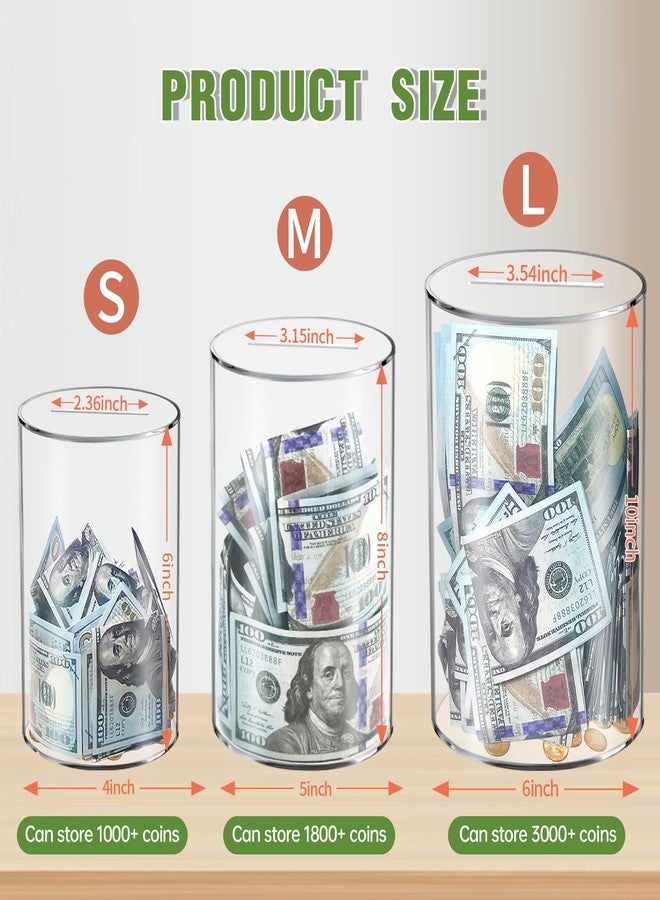 Thingrific Clear Piggy Bank for Adults/Kids, Acrylic Unopenable Money Box for Cash Coin Saving, Must Break to Open, Money Saving Jar for Adults Boys Girls, Size 8" H x 5" Diameter - Image 2