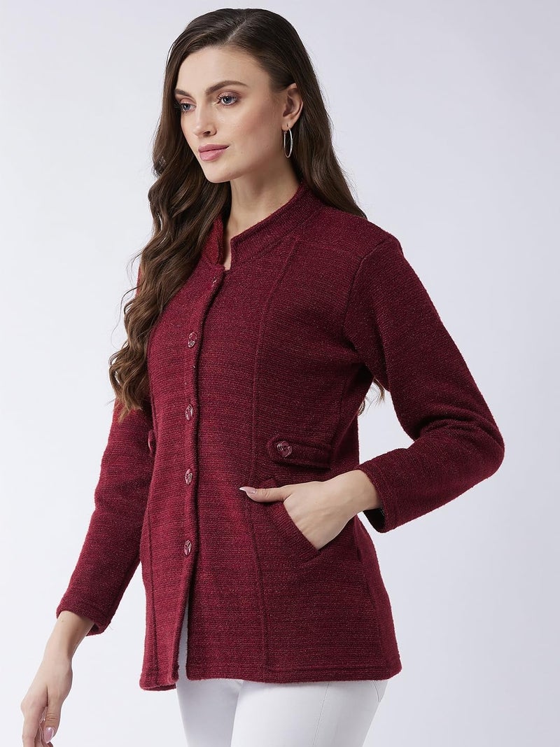 Pivl Women's Long Acrylic Blend Sweater for Winter_Maroon_XL||Winterwear|| - Image 4