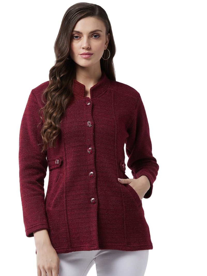 Pivl Women's Long Acrylic Blend Sweater for Winter_Maroon_XL||Winterwear|| - Image 2