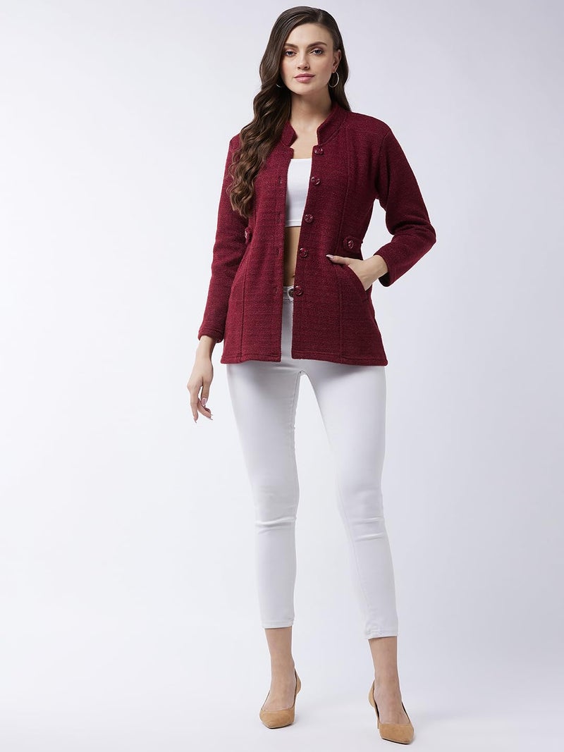 Pivl Women's Long Acrylic Blend Sweater for Winter_Maroon_XL||Winterwear|| - Image 3