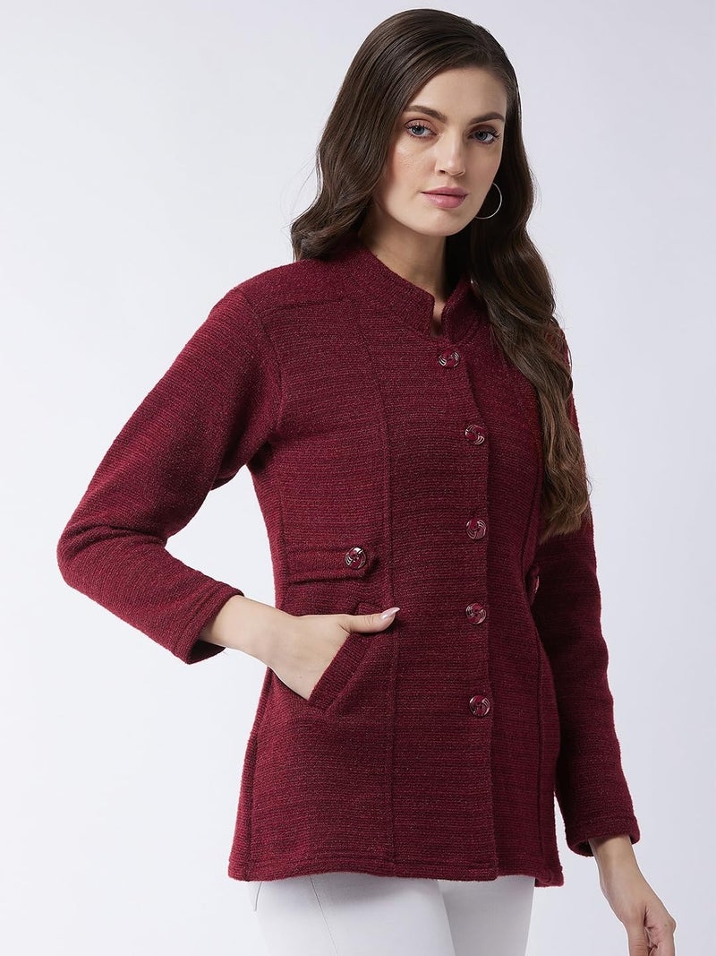 Pivl Women's Long Acrylic Blend Sweater for Winter_Maroon_XL||Winterwear|| - Image 5