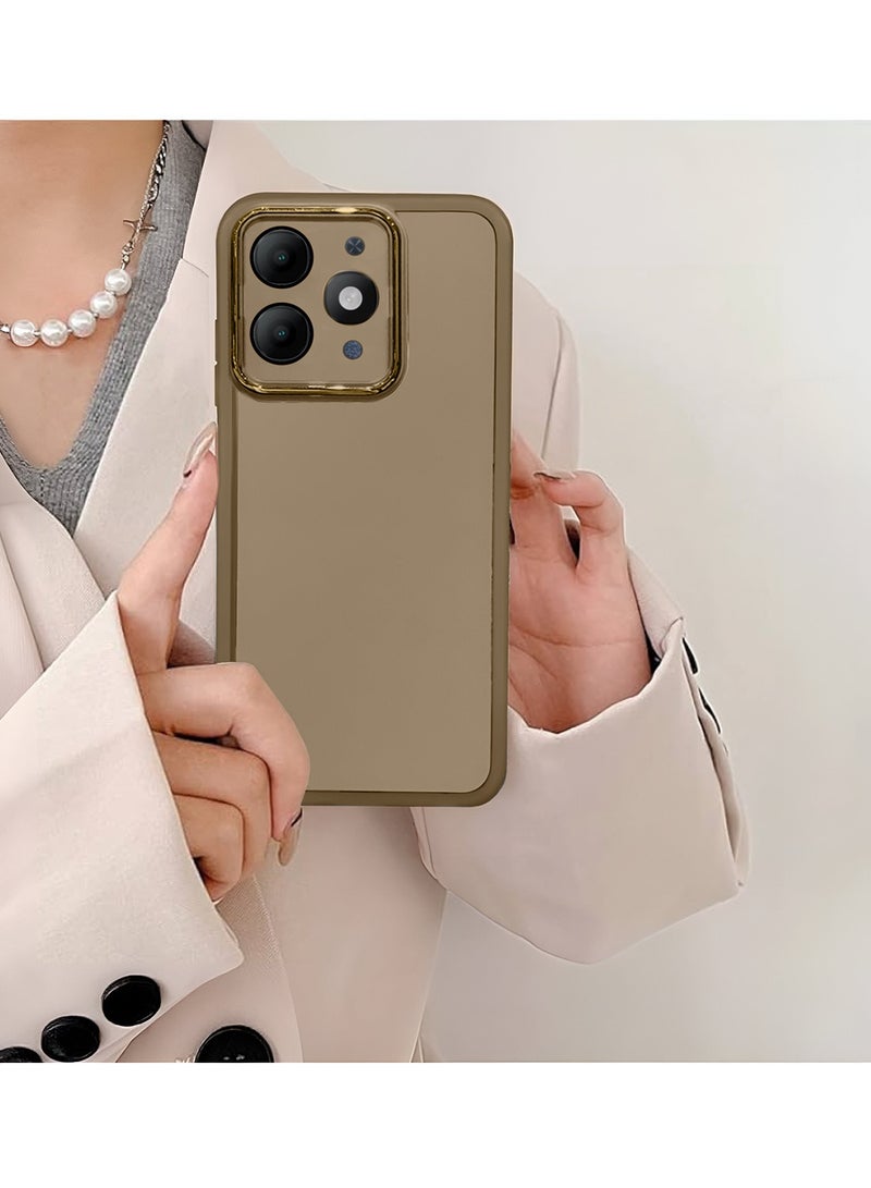 Wtech itel A90 4G 2025  Soft Transparent Camera Lens Protection TPU Silicone Ultra Thin Phone Stylish Electroplated Camera Border Back Case Cover - Brown - Image 4