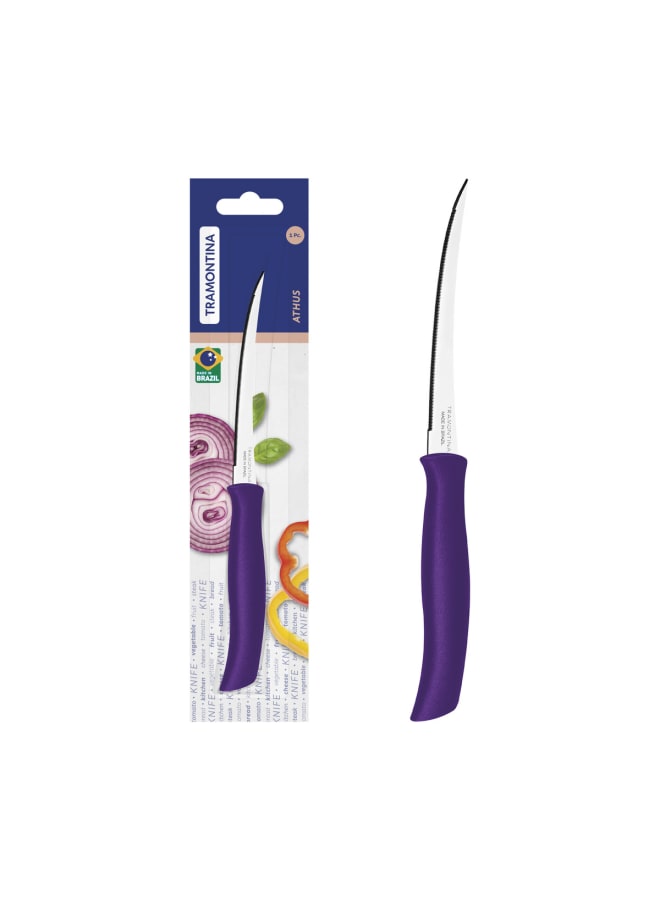 TRAMONTINA TRAMONTINA Serrated Tomato Knife with Handle, 5-Inch Length, Mauve - Designed for High Performance and Durability, Ideal for Professional and Home Kitchens, Precision Crafted for Every Culin  - Image 1