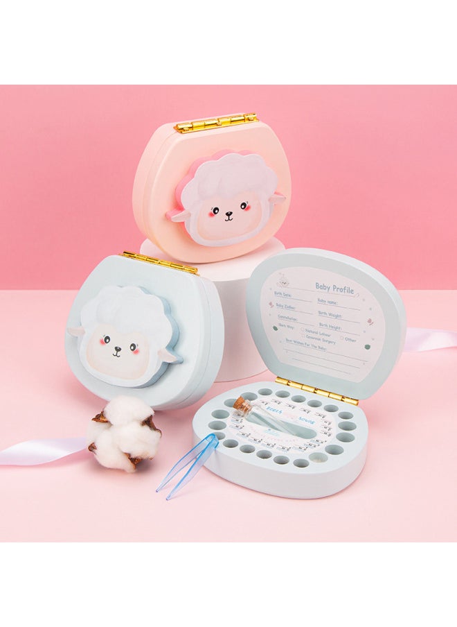 Generic - Baby Teeth Storage Box Children's Baby Teeth Commemorative Box Girl Baby Teeth Collection Fetal Hair Preservation Wooden Box Boy-Color:Blue-Zodiac Monkey - Image 1