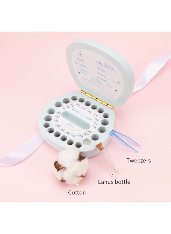 Generic - Baby Teeth Storage Box Children's Baby Teeth Commemorative Box Girl Baby Teeth Collection Fetal Hair Preservation Wooden Box Boy-Color:Blue-Zodiac Monkey - Image 1