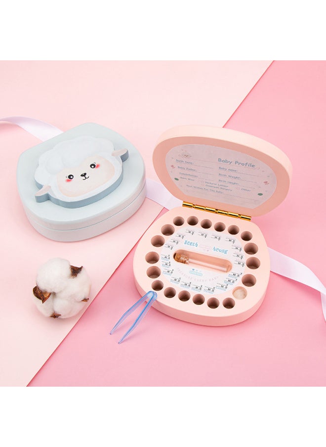 Generic - Baby Teeth Storage Box Children's Baby Teeth Commemorative Box Girl Baby Teeth Collection Fetal Hair Preservation Wooden Box Boy-Color:Blue-Zodiac Monkey - Image 1
