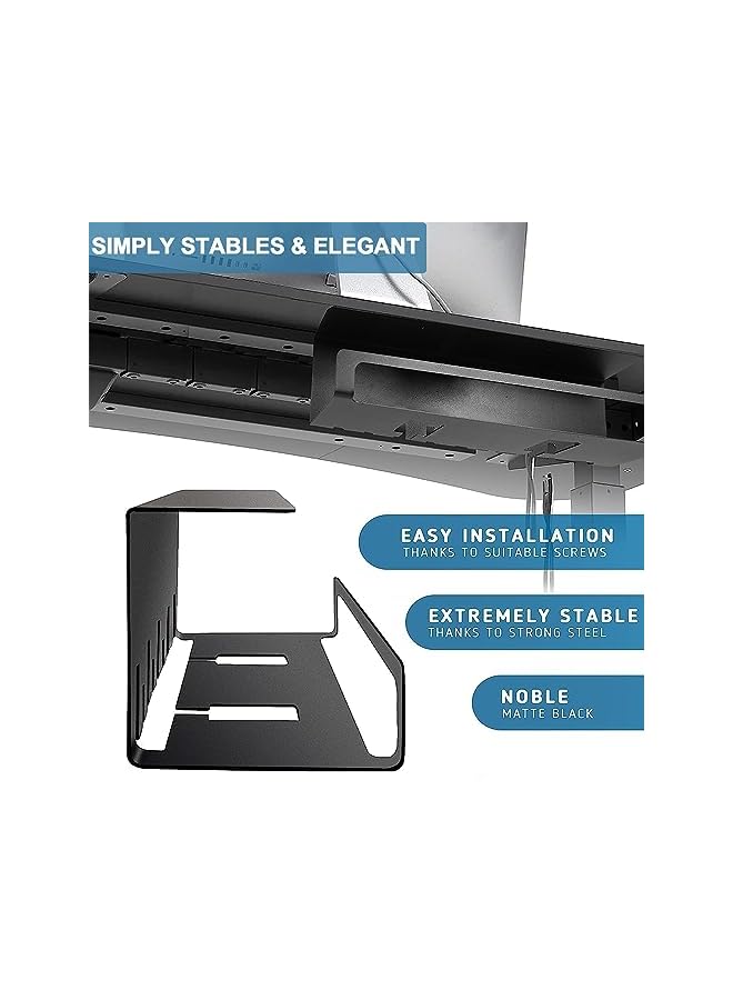 PROMASS 2 Pack Under Desk Cable Management Tray,No Drilling Wire Management Organizer,Steel Under Desk Storage Tray for Cord Organizer, Cord Organizer for Home/Office Computer Desk Cable Hider - Image 4