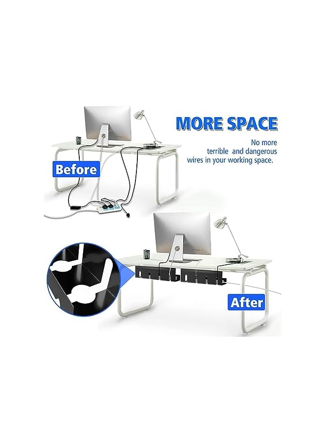 PROMASS 2 Pack Under Desk Cable Management Tray,No Drilling Wire Management Organizer,Steel Under Desk Storage Tray for Cord Organizer, Cord Organizer for Home/Office Computer Desk Cable Hider - Image 3