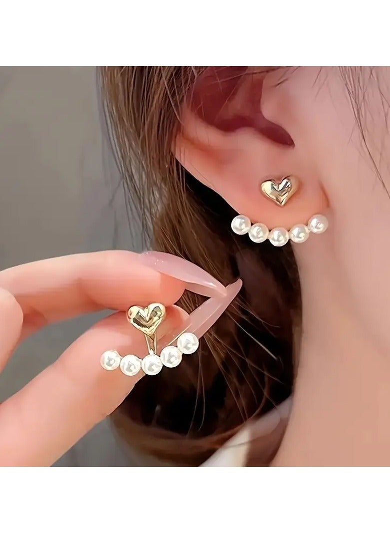 Home Clearance Sale 1 Pair Vintage-Inspired Ladies Pearl Earrings - Stainless Steel Ear Needles, Faux Pearl Decor, Simple & Elegant Design for Daily, Party Occasions, and Valentines Day Gifts - Alloy Material, No Plating  - Image 5