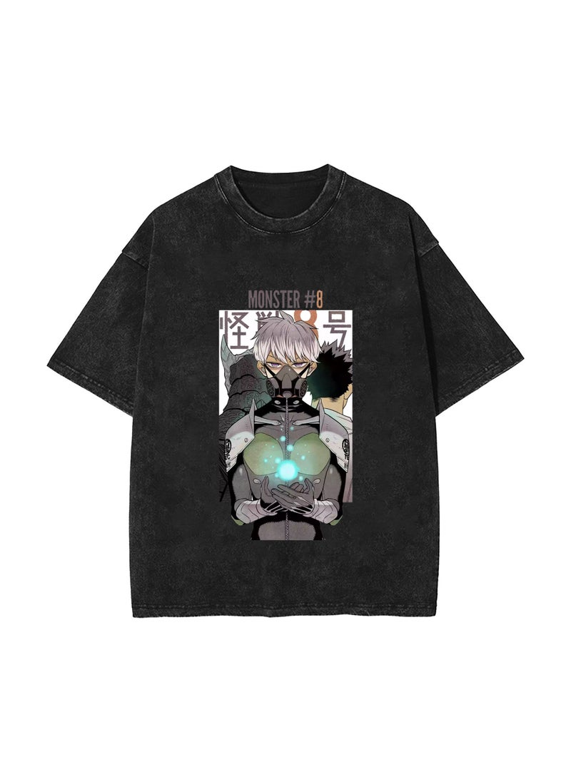 Generic - 2024 New Kaiju No.8 Anime Retro Washed Cotton Mens Tee 12 Vintage Cotton - Image 1
