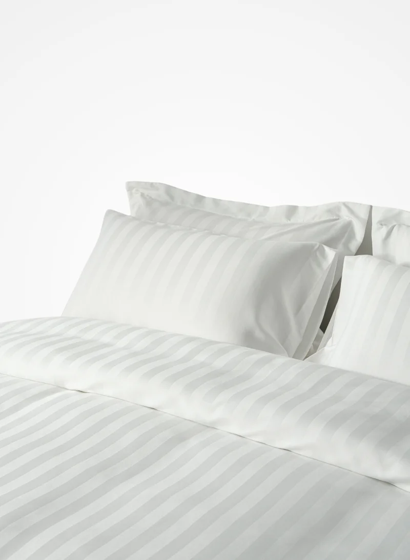 Master Home Textile Microfiber Hotel Duvet Cover Sets, Fits 160 cm x 200 cm Size Bed, 4 Pcs Queen Size, Hotel Stripe Pattern