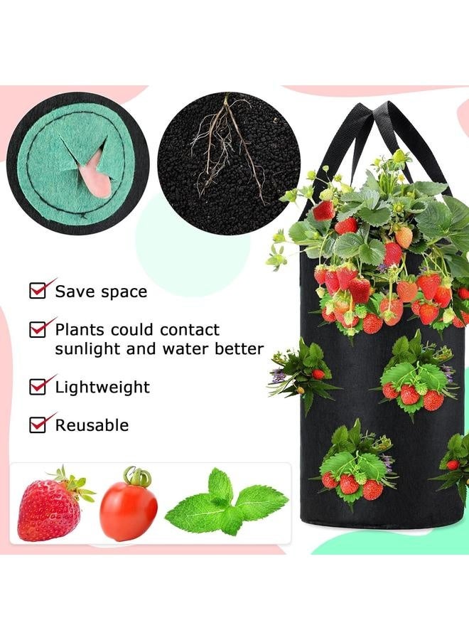 6 قطع زراعة الطماطم والأعشاب سعة 3 جالون أكياس زراعة الفراولة القابلة للتعليق مع تهوية زراعة الفراولة المعلقة بالمقلوب - Image 4