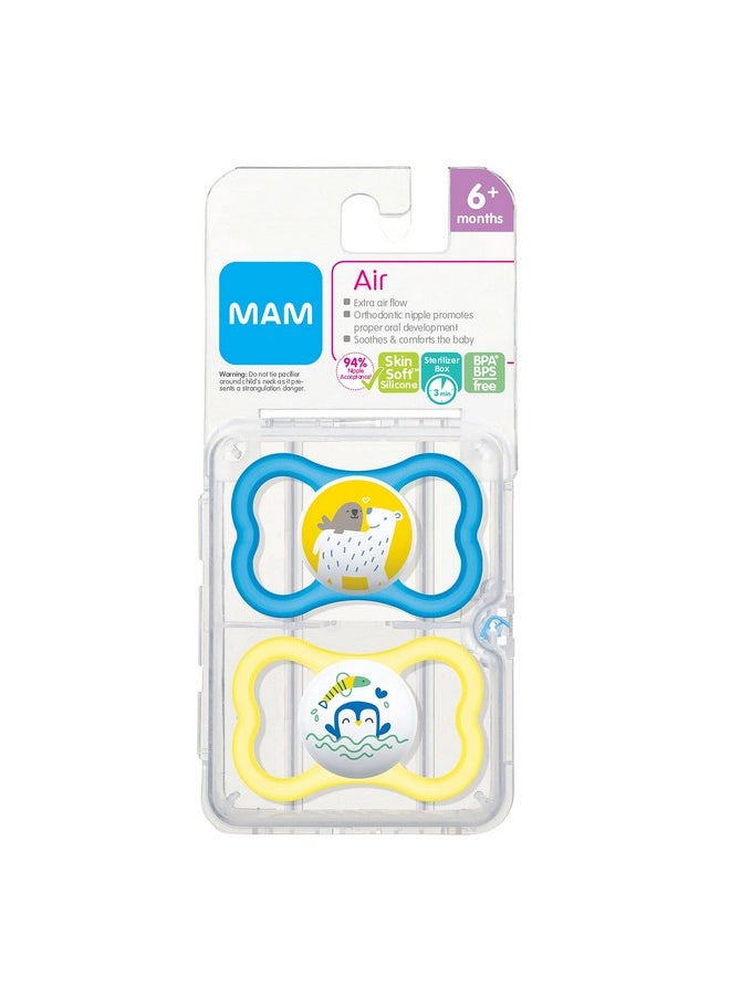 MAM Mam Air Pacifiers (2 Pack) Mam Sensitive Skin Pacifier 6+ Months Best Pacifier For Breastfed Babies Baby Boy Pacifiers 616 (Pack Of 2)  - Image 3
