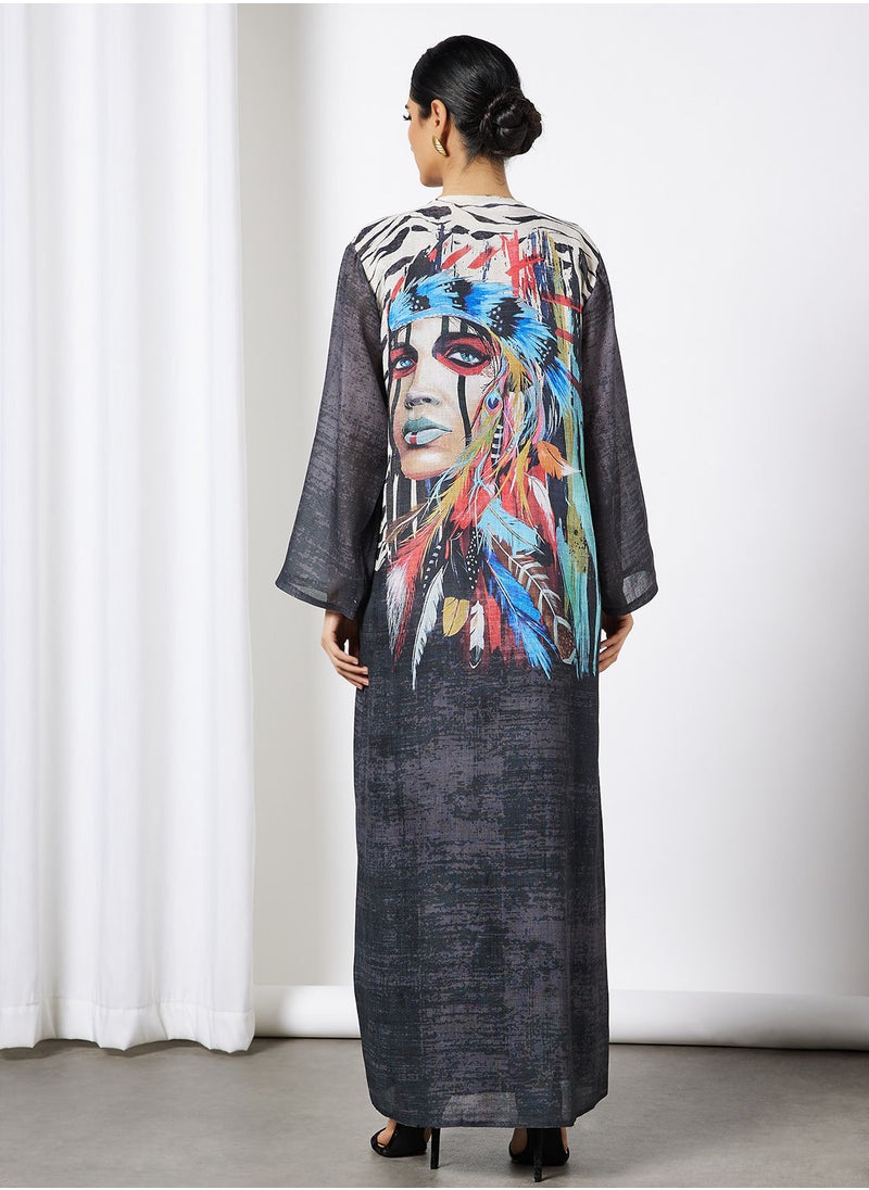 Graphic Print Abaya
