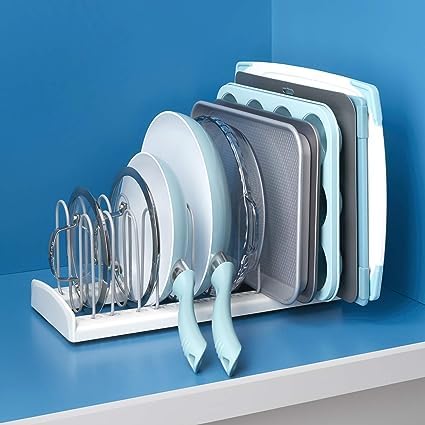 Dhadh Kitchen Pan Holder Organizer Multifunctional Storage Shelf for Kitchen Organizer Cutting Board Counter Cabinet Plates - Image 4