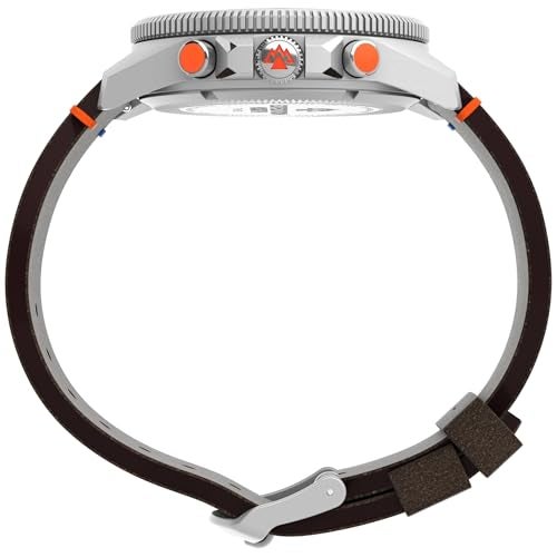 TIMEX ساعة تيمكس للرجال إكسبيديشن نورث تايد-تمب-كومباس 43 مم - حزام بني قرص أسود علبة فولاذية مقاومة للصدأ - Image 2