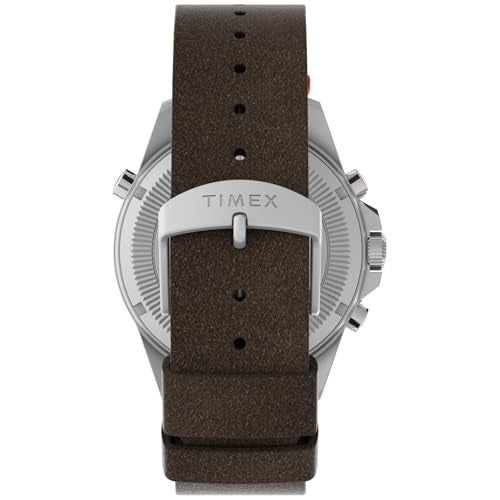 TIMEX ساعة تيمكس للرجال إكسبيديشن نورث تايد-تمب-كومباس 43 مم - حزام بني قرص أسود علبة فولاذية مقاومة للصدأ - Image 4