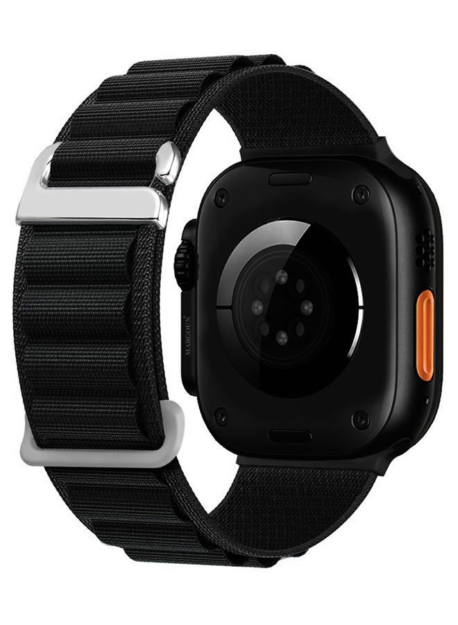 Replacement Band for Apple Watch Band 49mm 46mm 45mm 44mm - Alpine Loop Band for Women Men - Adjustable With Metal G-Hook Strap For iWatch Ultra Series SE 8/7/6/5/4/3/2/1 - Black - Image 1