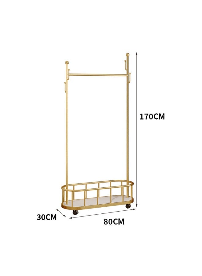 HXDream Coat Rack,Rolling Clothing Rack, Metal Moveable Large Coat Rack with  Basket Storage, Multifunction Coat Rack for Hanging Clothes, Bags, Hats (Gold) 80*30*170CM - Image 5