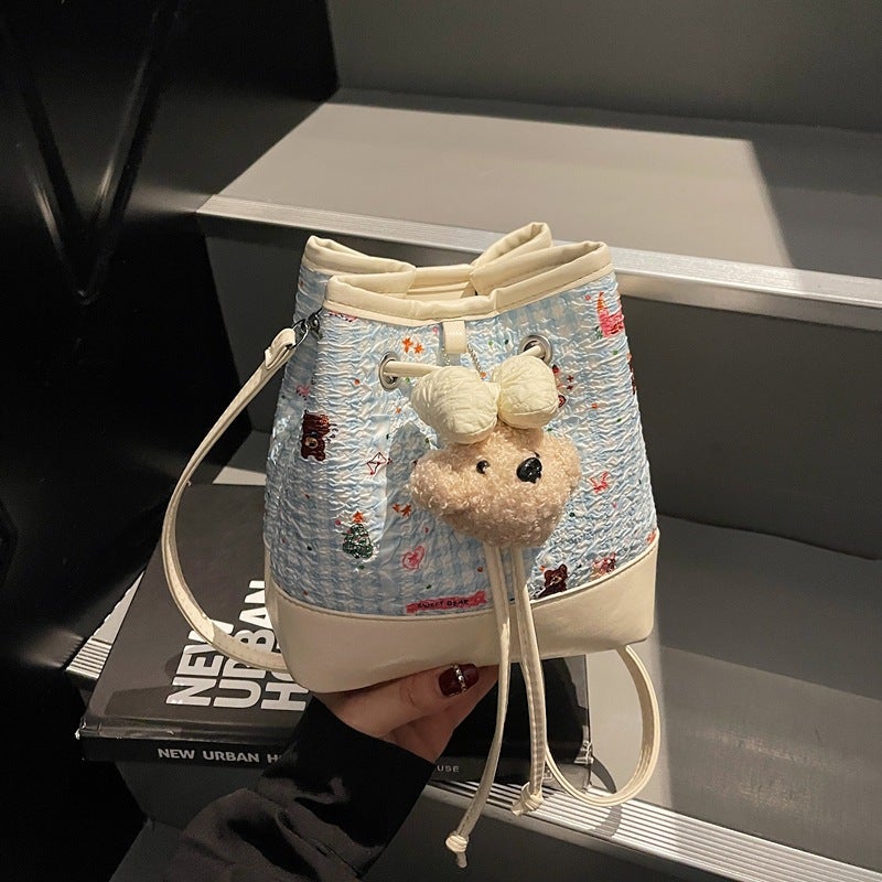This Year'S Trendy Fresh Bucket Bag Women'S Shoulder Crossbody Bag Fashionable Stylish Drawstring Bag For Women - Image 3