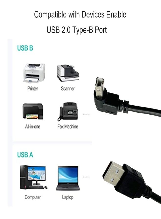Seadream 2Pack USB 2.0 Angled Printer Cable, 30cm, Male to Male, Supports 480Mbps Data Transfer, Compatible with PC/MAC, Printers, Scanners - Image 5
