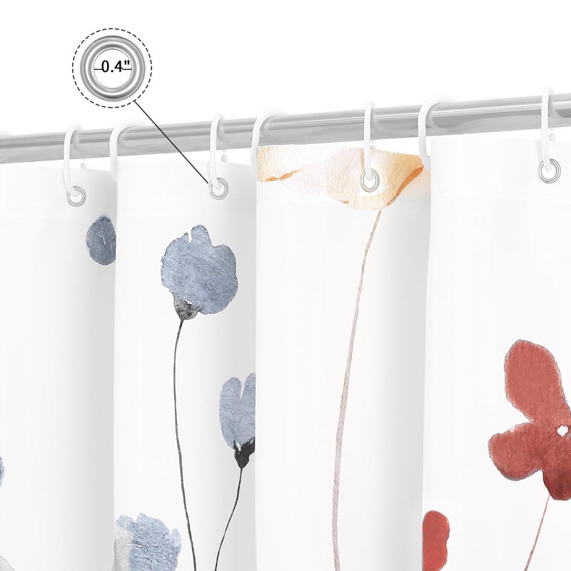 Gibelle Watercolor Floral Shower Curtain, Coral Beige Flower Shower Curtain for Bathroom, Modern Minimalist White Waterproof Fabric Shower Curtain Set 72x72 Inch - Image 4