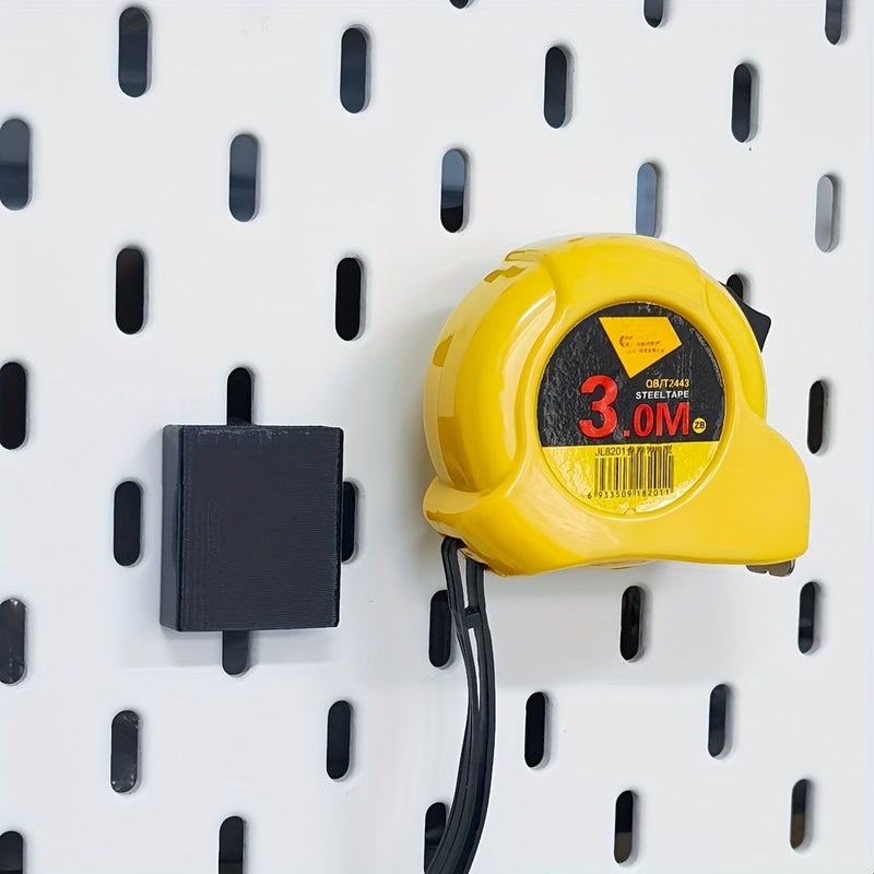Black Measuring Tape Storage Rack Plastic Pegboard Bracket For Garage Home - Image 1