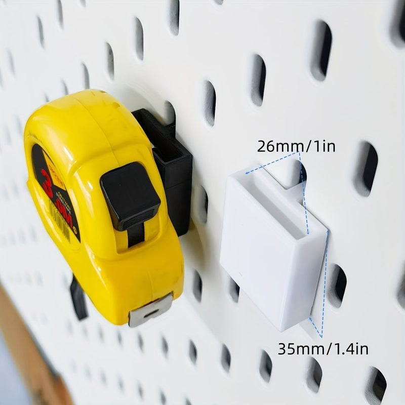 Black Measuring Tape Storage Rack Plastic Pegboard Bracket For Garage Home - Image 3