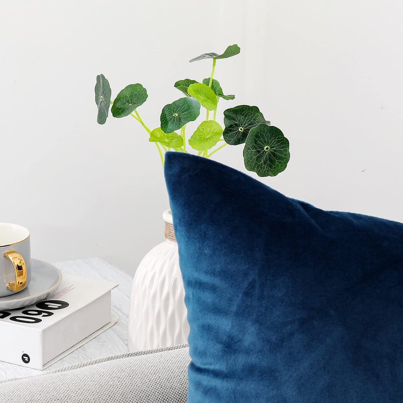 NiNi ALL Decorative Throw Pillow Covers Pack of 2 Velvet Throw Pillow Cases for Couch Pillows Cover Bedroom Living Room Outdoor Blue Pillow Covers 18x18 Inch - Image 3