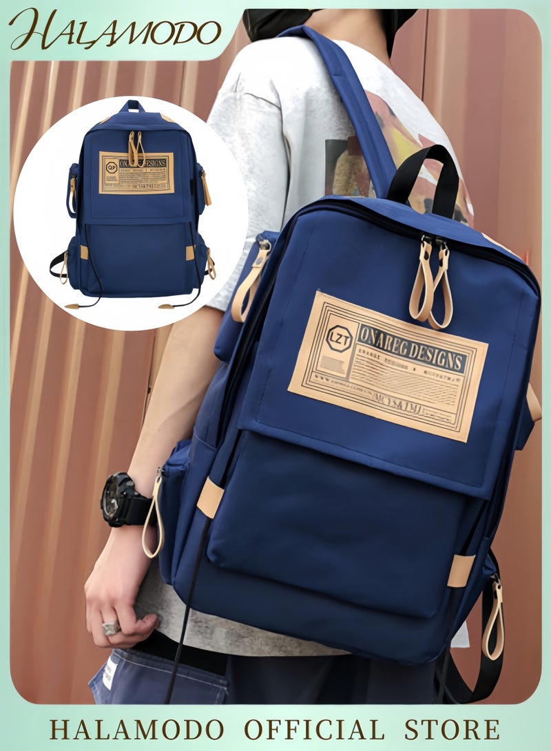 HALAMODO Unisex Classic Backpack School Bag College Backpack Large Elementary Middle High Bookbags Casual Daypack Laptop Backpack for Work & College & Travel - Image 1