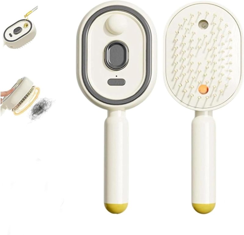 Electric Spray Massage Comb: White, Atomized Hair Care, Anti-static - Red Light Therapy, Retractable Detangling Comb for Daily Hair Care, Home Hair Styling - Image 1