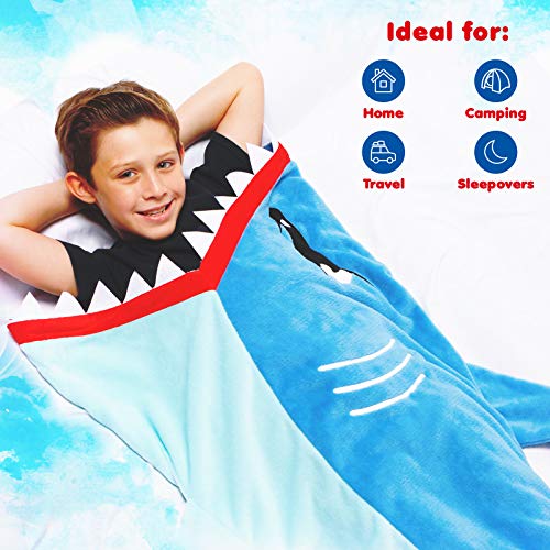 Silver Lilly Animal Tail Blanket - Plush Animal Sleeping Bag Blanket for Kids (Gray Shark) - Image 5