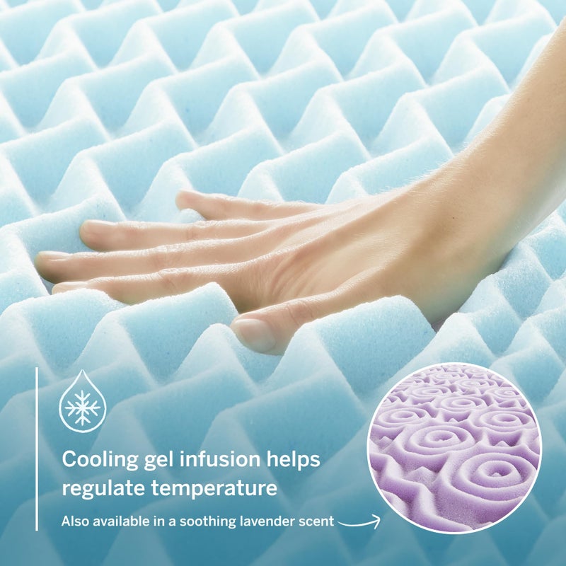 LUCID 2 Inch Gel Memory Foam Mattress Topper, Full size â€“ 5 Zones â€“ Cooling Gel Infusion â€“ CertiPur Certified Foam - Image 3