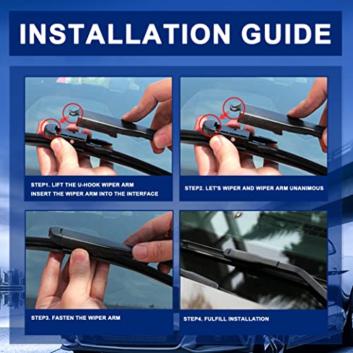 Raintok مجموعة شفرات مساحات الزجاج الأمامي RAINTOK بديل لسيارة فورد إكسبلورر 2011-2022 وشفرة مساحات الزجاج الخلفي - 26"/22"/11" (مجموعة من 3) - Image 5