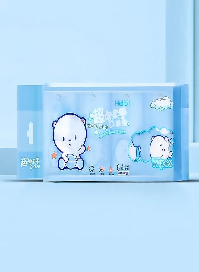 CLICKSY Mini Baby Wipes Disposable Portable Pocket Water Wipes Baby Skin Care Wet Tissue Travel Total 8 Pouch (Set Of 1) - Image 4