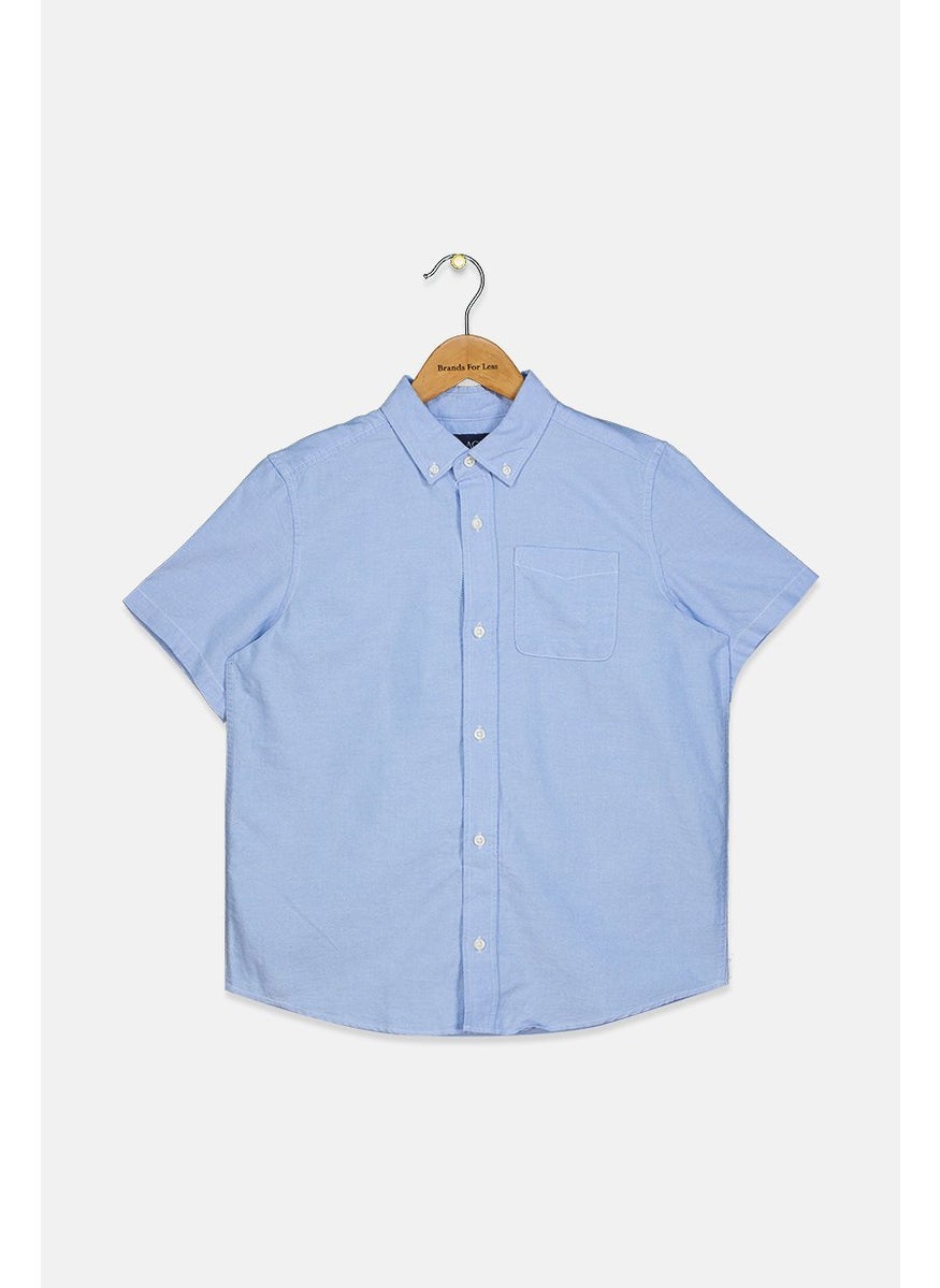 The Children's Place - Kid Boys Front Pocket Casual Shirt, Blue Oxford - Image 1