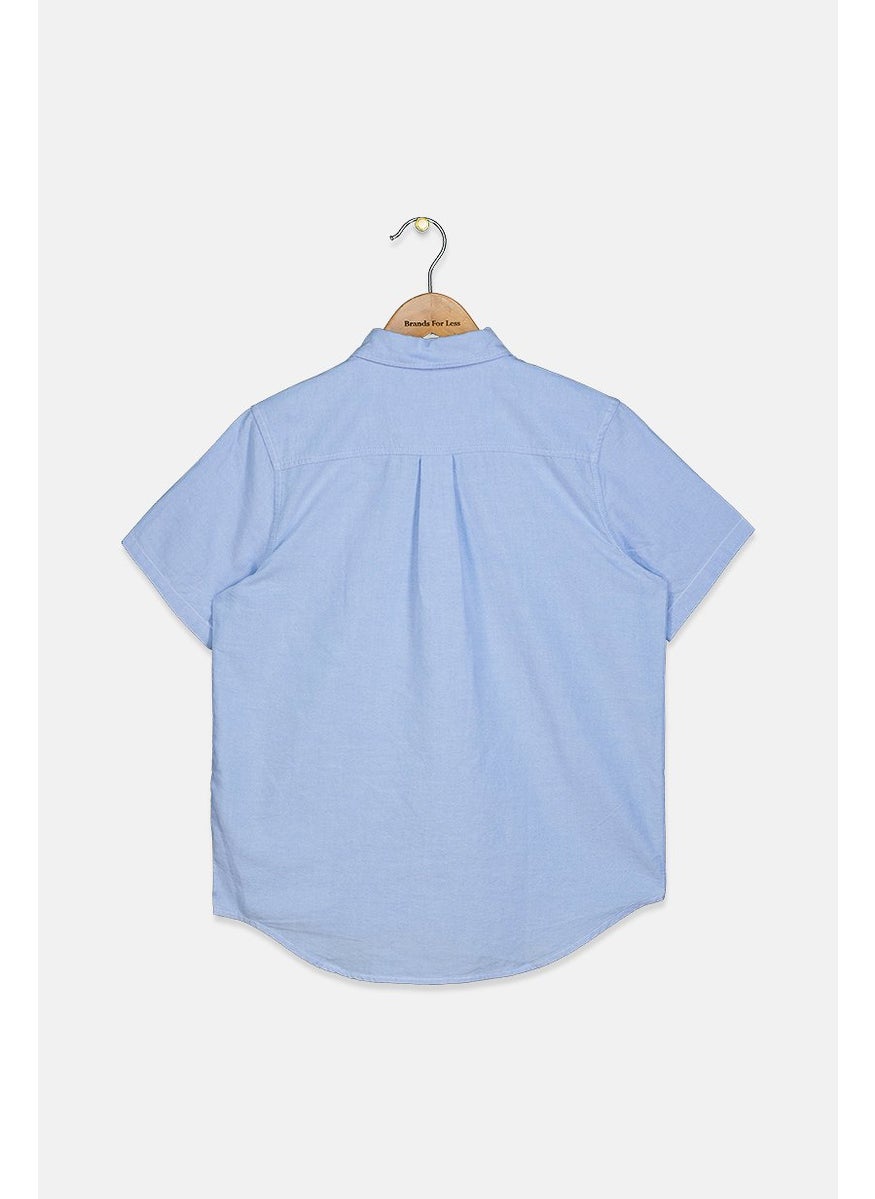 The Children's Place - Kid Boys Front Pocket Casual Shirt, Blue Oxford - Image 1