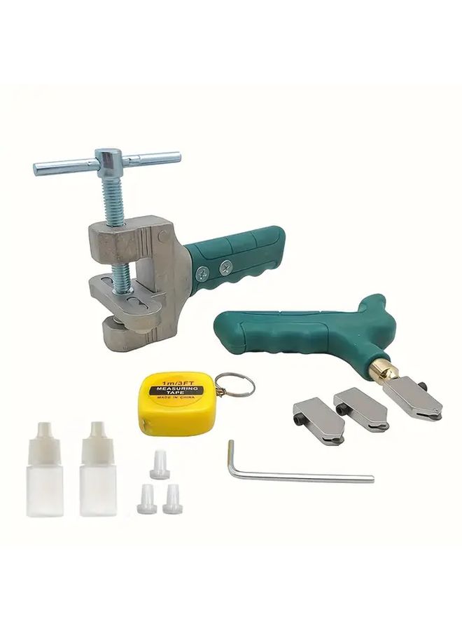 Green Diamond Tipped Glass Tool Kit 8pcs Ergonomic Portable Hand Tools for Tile Cutting Stained Glass Design - Image 4