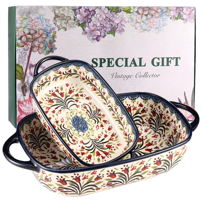 Casserole Dishes for Oven  Polish Pottery Ceramic Baking Dish Set Oven Safe Ceramic Bakeware GiftReady for Bakers Thanksgiving Hostess Gift Holiday Gift  Fall Decor