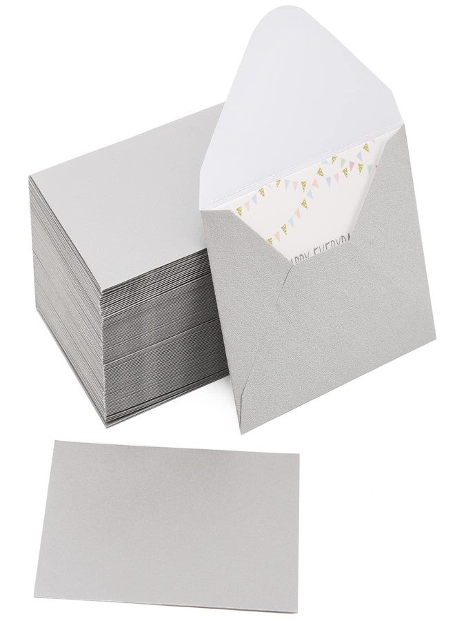 Keketer 100 Pack 4 x 2.75" Mini Envelopes Metallic Silver 120GSM Gift Card Envelopes Bulk Small Paper Gift Card Sleeves Greeting Card Business Card Tiny Envelope Pockets for Card & Invitation - Image 1