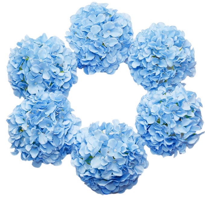 ARTIFICIAL HYDRANGEA SILK FLOWER HEADS WITH STEM FAKE BLUE HYDRANGEA BIGGER FLOWERS FOR WEDDING HOME GARDEN CENTERPIECE PACK OF 6