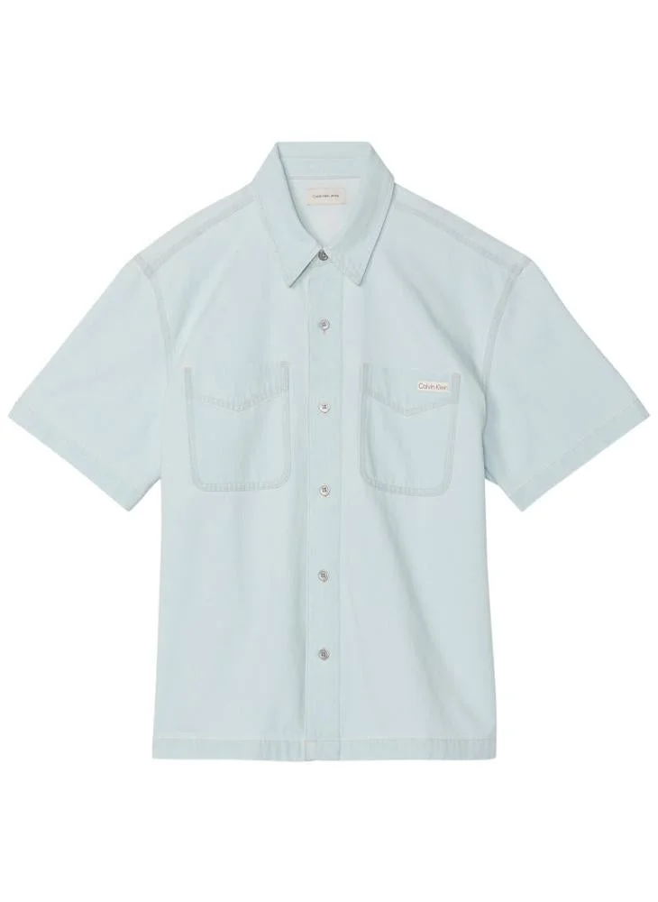 Calvin Klein Jeans  Boxy Denim Short Sleeve Shirt for Men | Best Price UAE